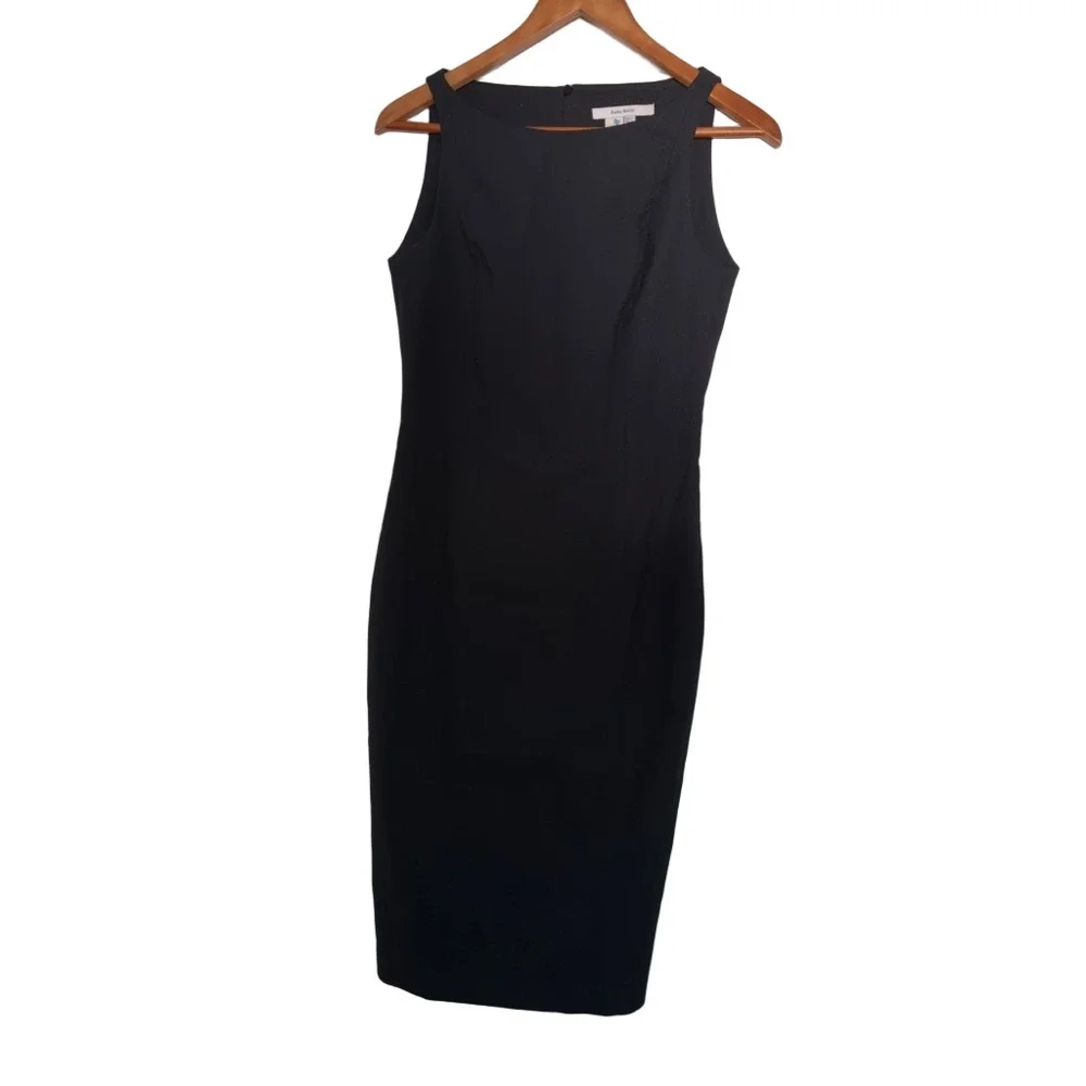 Zara basic Black boat beck Bodycon Midi Dress size small - Picture 1 of 5